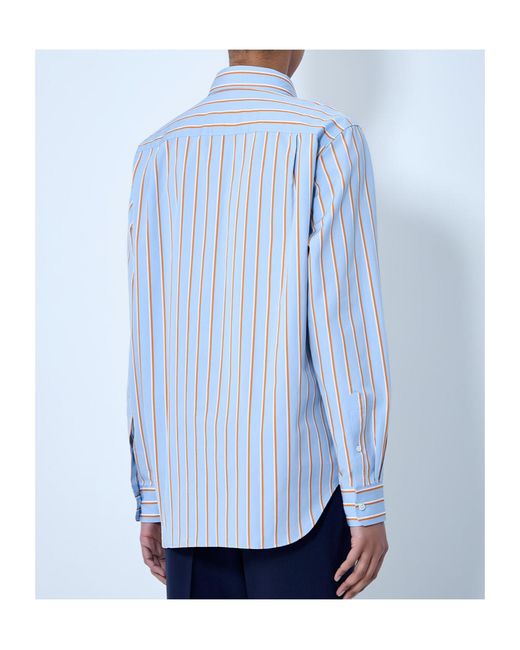Dries Van Noten Blue Striped Loose Fit Shirt