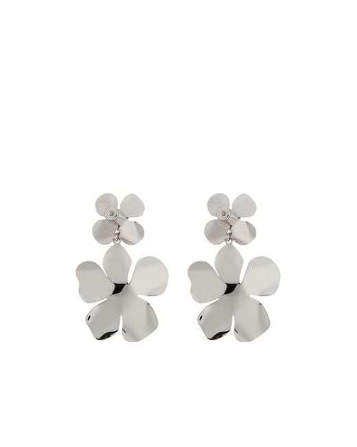 Marni Pink Embellished Floral Motif Earrings