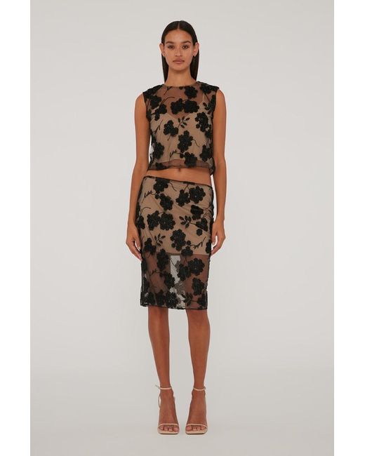 ROTATE BIRGER CHRISTENSEN Gray Sequined Embroidered Skirt
