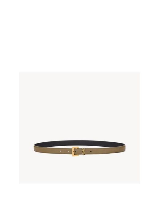 Saint Laurent White Cassandre Thin Belt