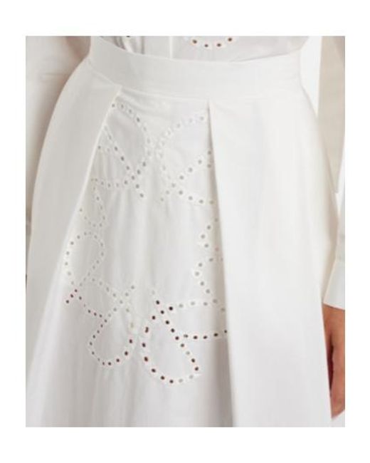 Elie Saab White Cotton Midi Skirt