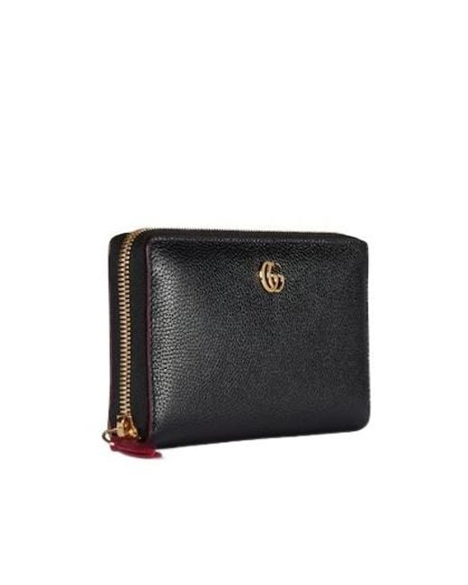 Gucci Black Gg Marmont Zip Around Wallet