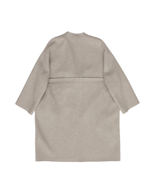 The Row Gray Belted Waist Crewneck Coat