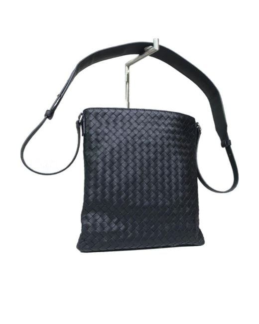 Bottega Veneta Black Woven Detail Cross-Body Bag for men