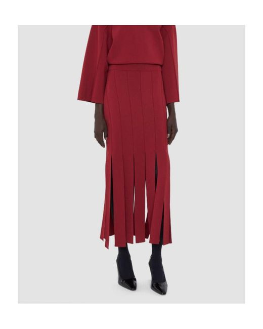 Joseph Red Lagny Slit-Detail Midi Skirt