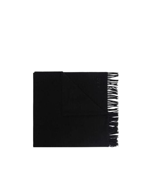 A.P.C. Black Logo Embroidered Fringed Scarf for men