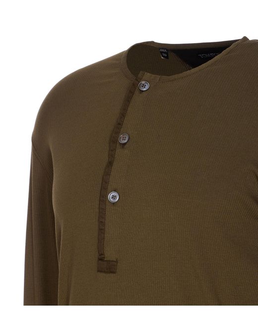 Tom Ford Green Button Detailed Crewneck Jumper for men