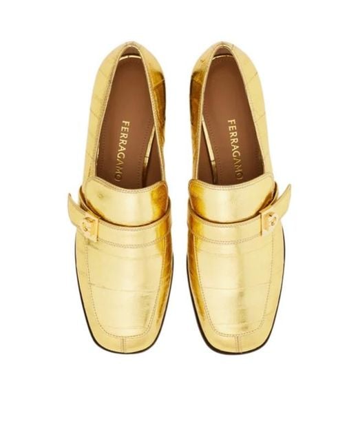 Ferragamo Natural Ferragamo Square-Toe Loafers