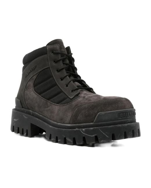 Balenciaga Black Lace-Up Ankle Boots for men