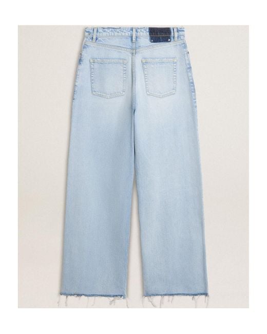 Golden Goose Deluxe Brand Blue Wide-Leg Distressed Jeans