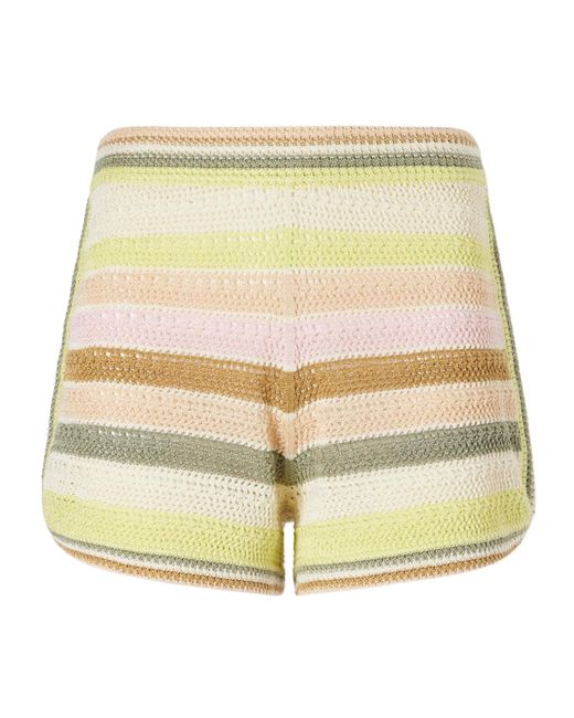 Zimmermann Yellow Indra Stripe Crochet Shorts