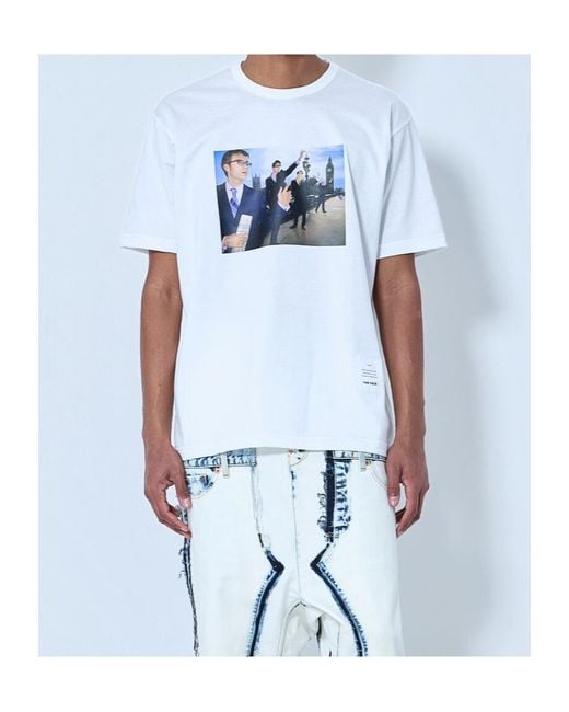 Junya Watanabe Blue Short Sleeve Graphic Print T-Shirt for men