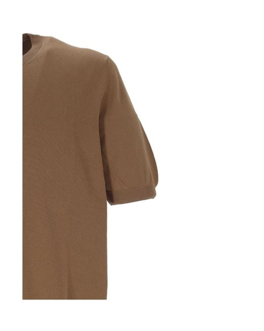 Gran Sasso Brown Short-Sleeve Knitted Sweater for men
