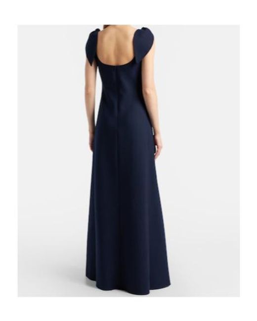 Oscar de la Renta Blue Wool-Blend Gown