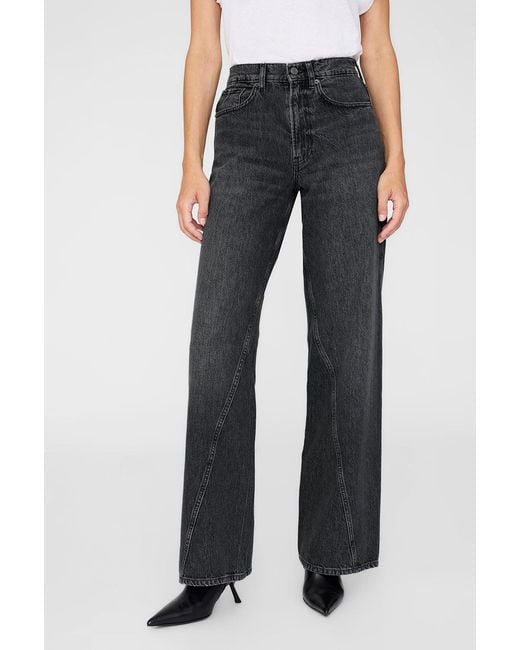 Anine Bing Gray Brie Wide-Leg Jeans