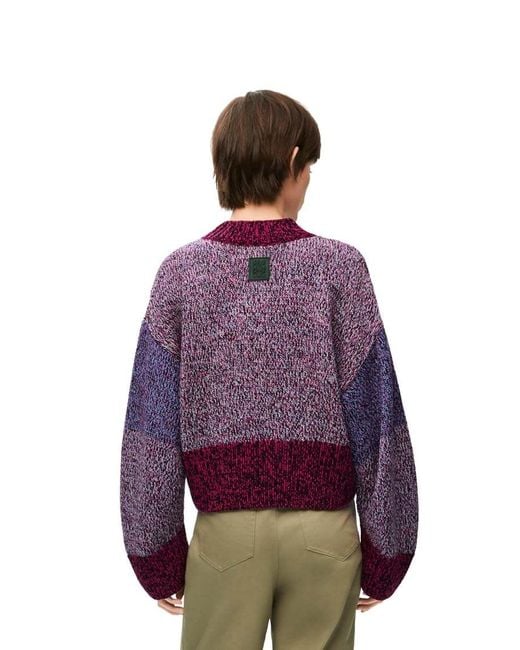 Loewe Purple Balloon Sleeved Crewneck Cropped Jumper