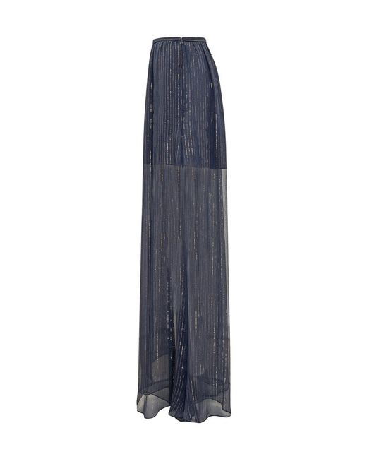 Rochas Blue Sheer Wide Leg Pants
