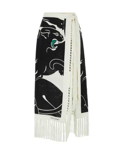 Valentino White Fringed Skirt