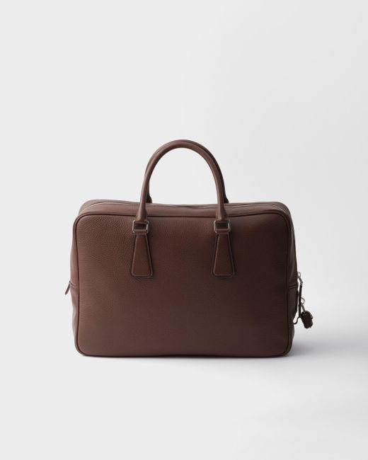 Prada Brown Triangle-Logo Zipped Tote Bag for men