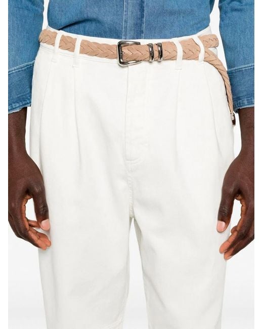 Brunello Cucinelli White Belt Loop Jeans for men