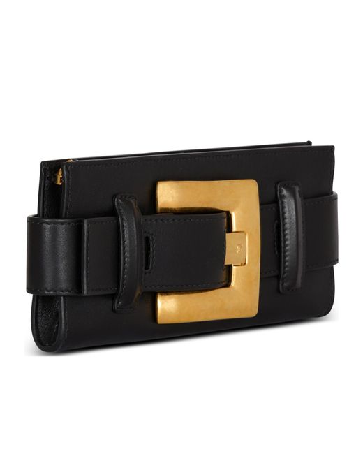 Balmain Black Anthem Calfskin Leather Clutch