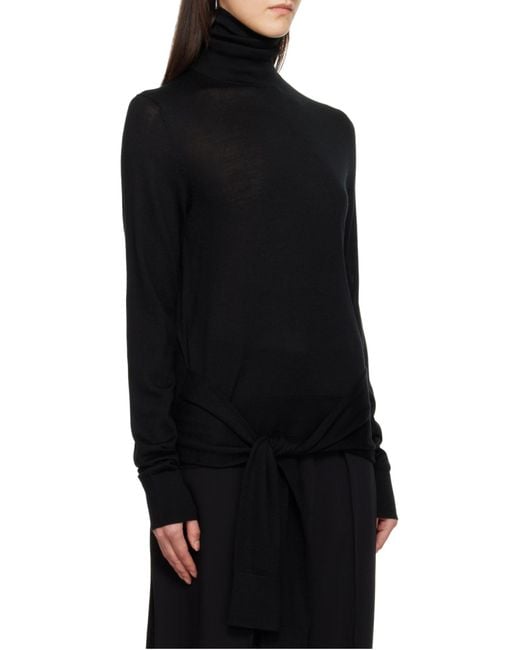 Totême  Black Totême Double-Sleeve Turtleneck Top