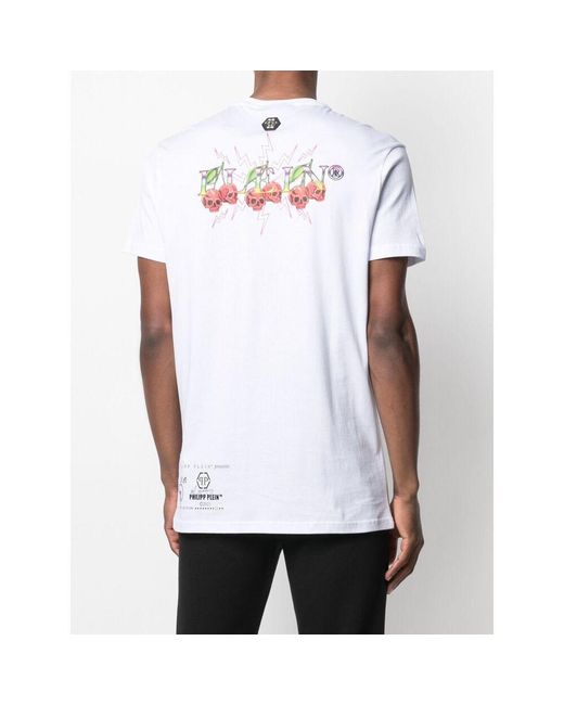 Philipp Plein Red Decorated Cherry Printed T-Shirt for men