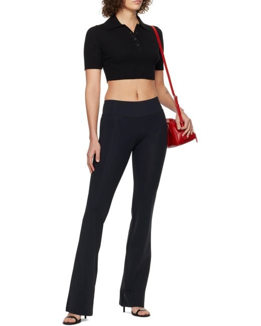 Courreges Black Courrèges Half-Button Knitted Cropped Polo Top