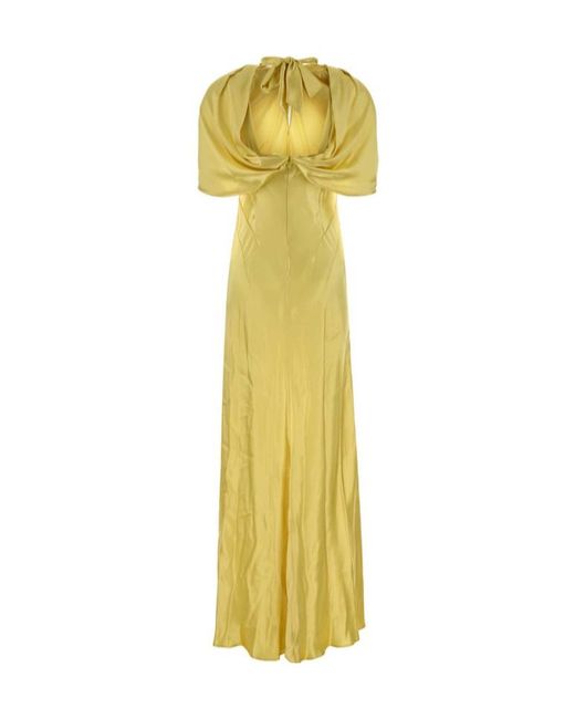 Alberta Ferretti Yellow Cape-Detail Long Dress