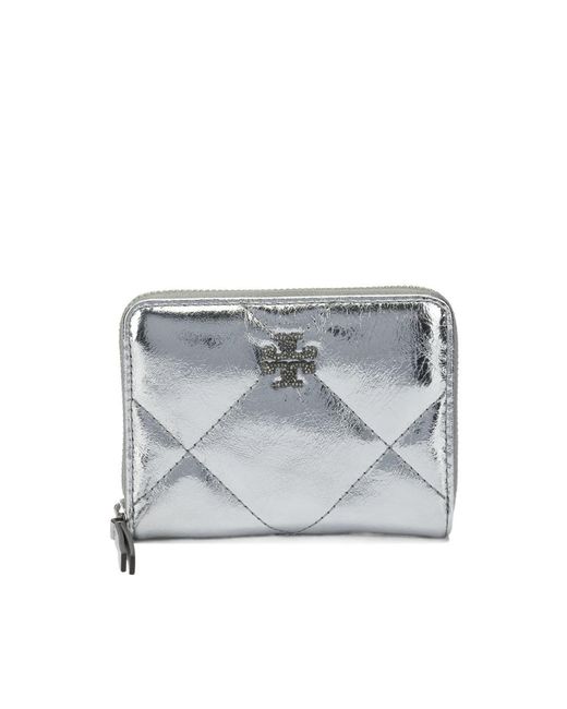 Tory Burch White Quilted Zipped Card Holder