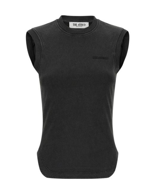 The Attico Black Round Neck Sleeveless Top