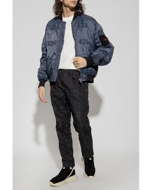 424 Blue 424 Reversible Emblem Bomber Jacket for men