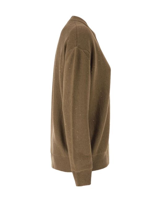 Fabiana Filippi Brown Long-Sleeved V-Neck Cardigan