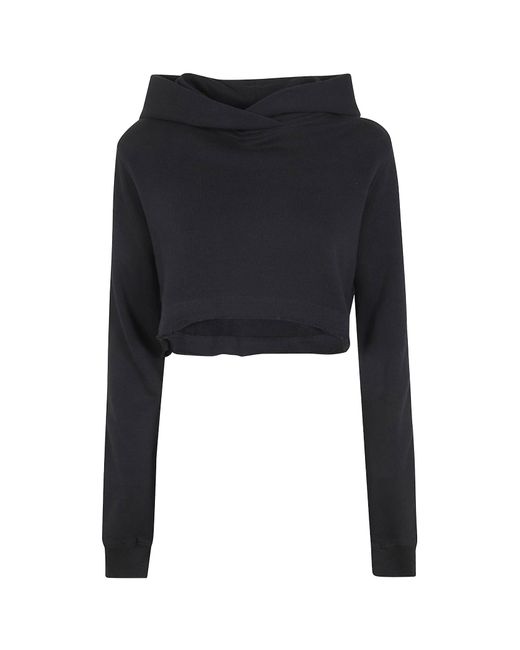 Thom Krom Black Cropped Cotton Hoodie