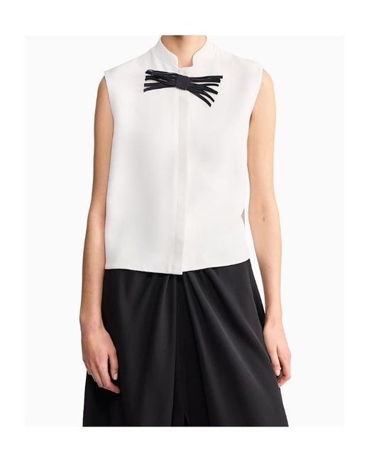 Giorgio Armani White Bow-Detail Sleeveless Shirt