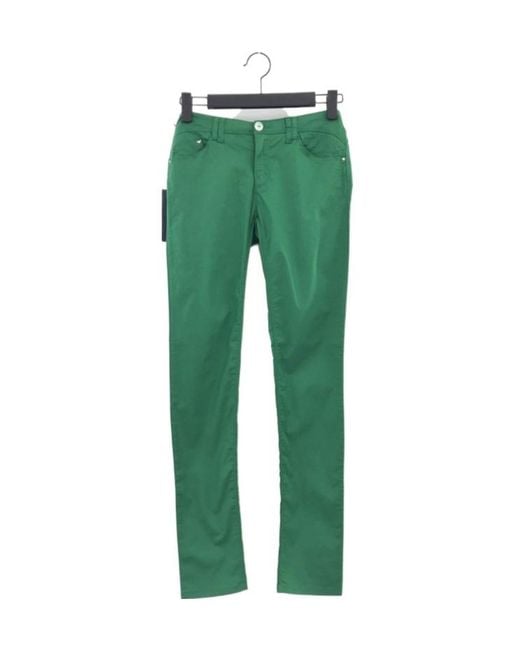 Armani Jeans Green Logo Zipper Jeans Pants