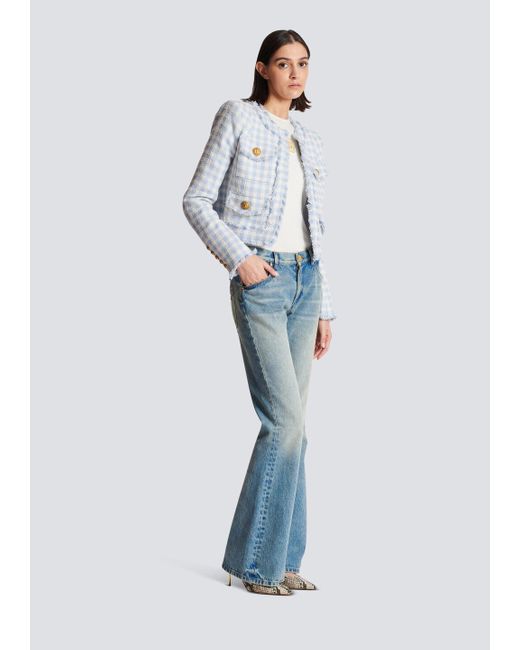 Balmain Blue Western Bootcut Denim Jeans