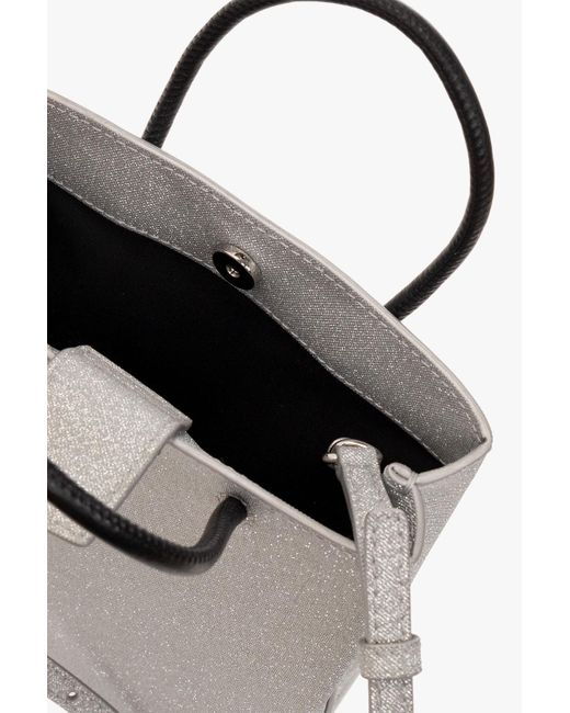 Balenciaga Gray Blondie Glitter-Embellished Shoulder Bag