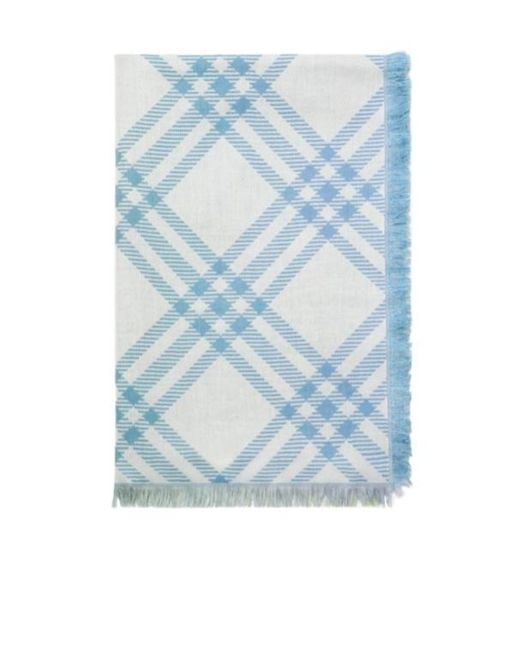 Burberry Blue Gradient Check Wool Silk Scarf
