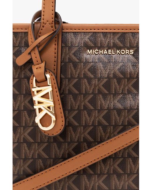 MICHAEL Michael Kors Brown Small Logo-Print Canvas Tote Bag