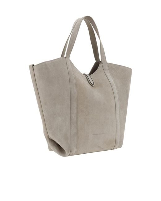 Brunello Cucinelli Gray Panelled Suede Tote Bag