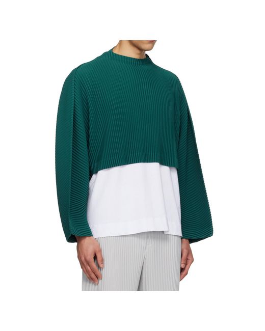 Homme Plissé Issey Miyake Green Pleated Top for men
