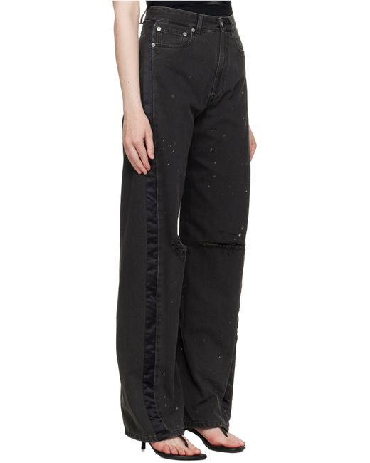 MM6 by Maison Martin Margiela Black Cut-Out Detailed Straight-Leg Jeans