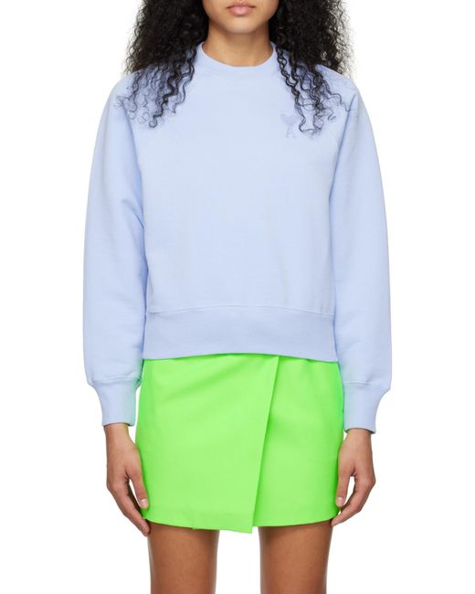 AMI Blue Tonal-Logo Organic Cotton Sweatshirt for men