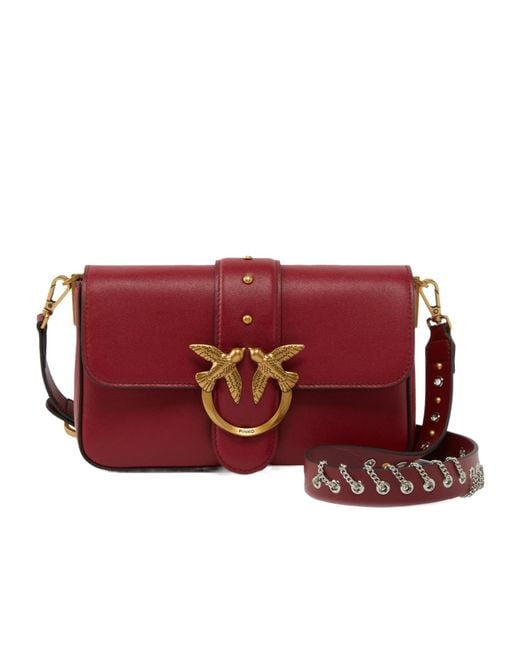 Pinko Red Mini Love Slouchy Shoulder Bag