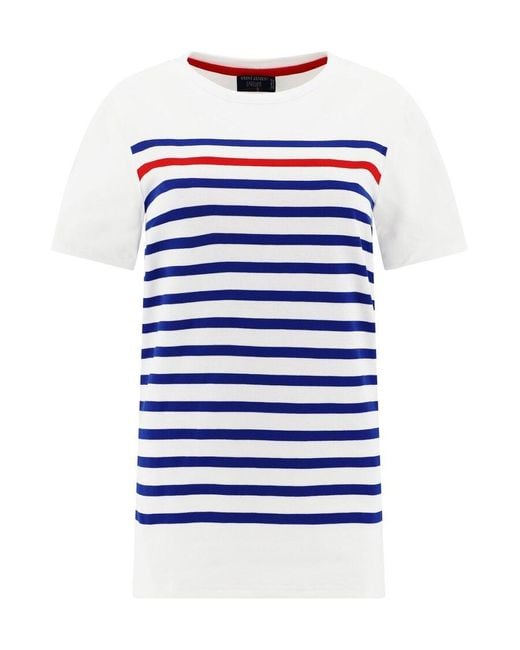 Saint James Blue T-Shirt A Righe Naval Ray