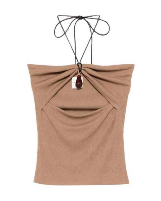 Nanushka Brown Cut-Out Strap Bandeau Top