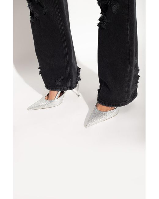 Dolce & Gabbana White Crystal-Embellished Pointed-Toe Pumps