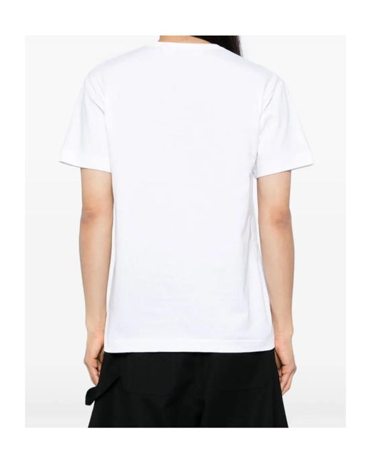 Comme des Garçons White Comme Des Garçons Play Logo Printed Embellished T-Shirt for men