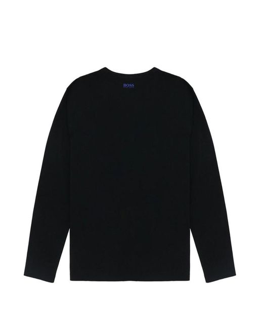 Boss Black T-Shirt With Round Neck And Long Sleeves for men